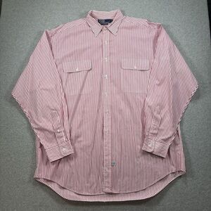 Polo Ralph Lauren Shirt XL Mens Light Red‎ Striped 100% Cotton Long Sleeve